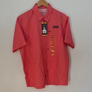 ✅ NWT EDDIE BAUER Short Sleeve Tech Woven Button Down Shirt UPF Protection NEW